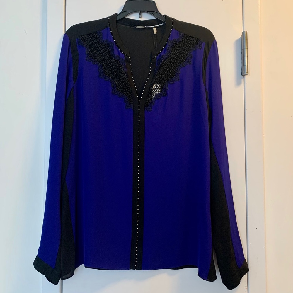 NWT Elie Tahari silk colorblock blouse